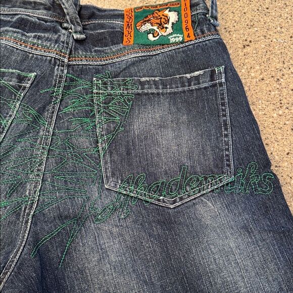 AKADEMIKS Baggy Y2K Hip Hop Streetwear Dragon Embroidery Tiger Patch Jorts Short - Picture 5 of 17
